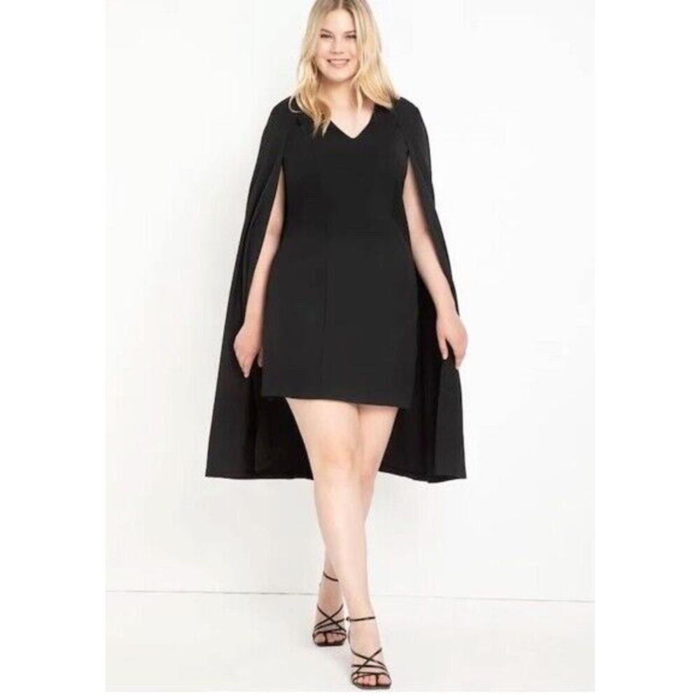 Eloquii Black Cape Sleeve Midi Dress